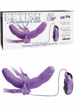 Pipedream Double Delight Vibrating 10” Strap-On Dildo