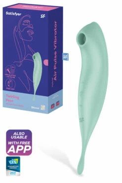 Satisfyer Twirling Pro Plus - 8.7" 2-in-1 Clitoral Stimulator with Air Pulse Tech & App Control -Women's Sex Toys Shop 1 large 4 16