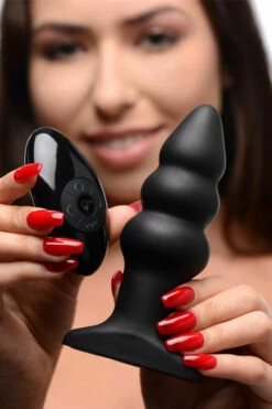 Rimmers Rippled 5.5" Beaded Silicone Butt Plug with Remote -Women's Sex Toys Shop 1 large 6 20