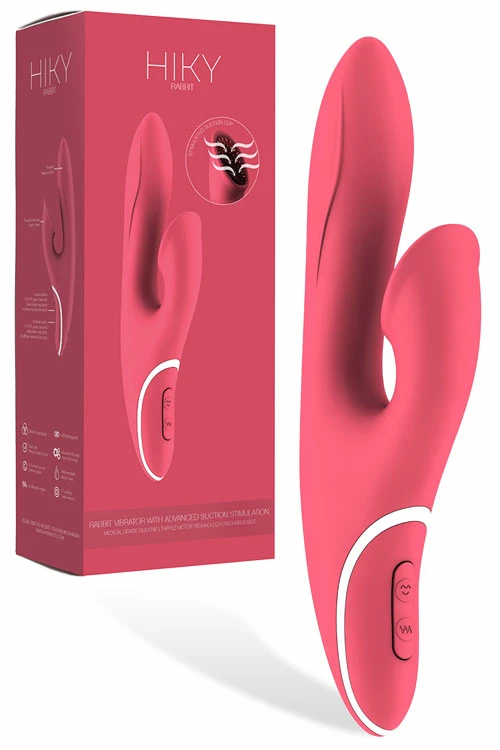 HIKY 9" Silicone Rabbit Vibrator with Clitoral Suction 1 HIKY 9" Silicone Rabbit Vibrator with Clitoral Suction