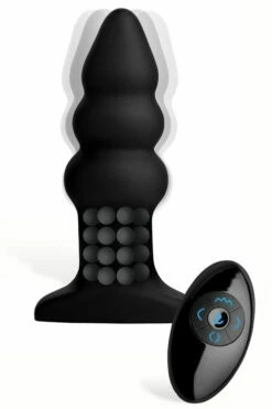 Rimmers Rippled 5.5" Beaded Silicone Butt Plug with Remote
