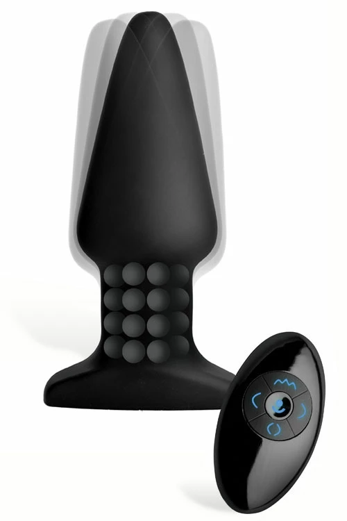 Rimmers 5.5" Beaded Silicone Butt Plug with Remote 1 Rimmers 5.5" Beaded Silicone Butt Plug with Remote