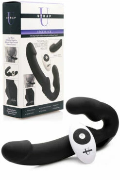 Strap U 9.5" Vibrating Silicone Strapless Strap On with Remote
