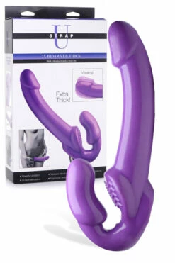 Strap U Revolver - 11.4" Extra Thick Vibrating Strapless Strap-On with Bullet Vibe