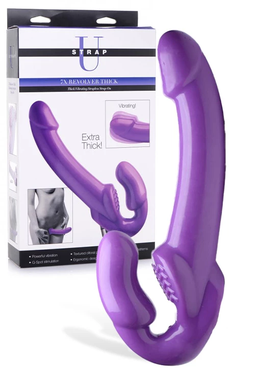 Strap U Revolver - 11.4" Extra Thick Vibrating Strapless Strap-On with Bullet Vibe 1 Strap U Revolver - 11.4" Extra Thick Vibrating Strapless Strap-On with Bullet Vibe