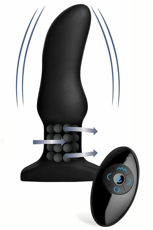 Rimmers Curved 5.75" Beaded Silicone Butt Plug with Remote 2 Rimmers Curved 5.75" Beaded Silicone Butt Plug with Remote - Image 2