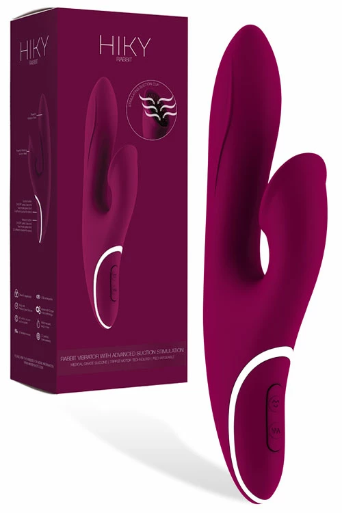HIKY 9" Silicone Rabbit Vibrator with Clitoral Suction 4 HIKY 9" Silicone Rabbit Vibrator with Clitoral Suction - Image 4
