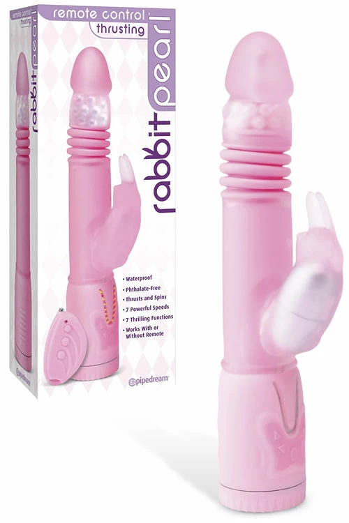 Pipedream 10.25" Thrusting Rabbit Vibrator With Rotating Pearls 1 Pipedream 10.25" Thrusting Rabbit Vibrator With Rotating Pearls