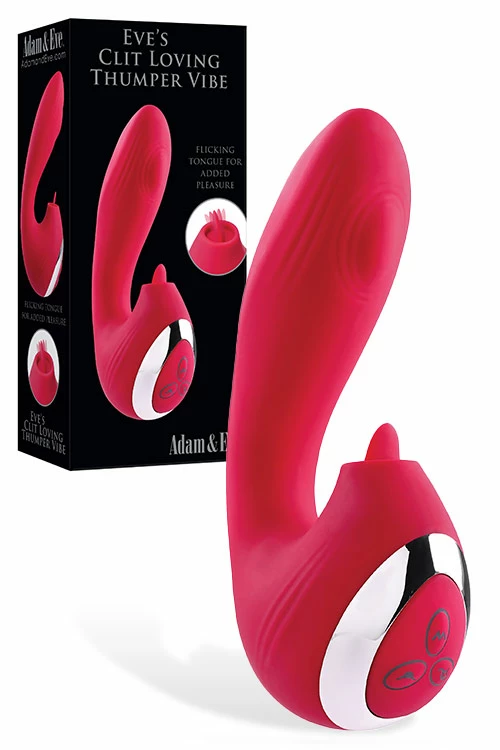 Adam and Eve 5.8" Clitoral & G-Spot Loving Thumping Vibrator with Tongue 1 Adam and Eve 5.8" Clitoral & G-Spot Loving Thumping Vibrator with Tongue