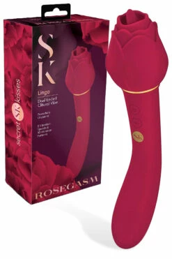Secret Kisses Rosegasm Lingo - 8" Clitoral Stimulator & G-Spot Vibrator with Flickering Tongue
