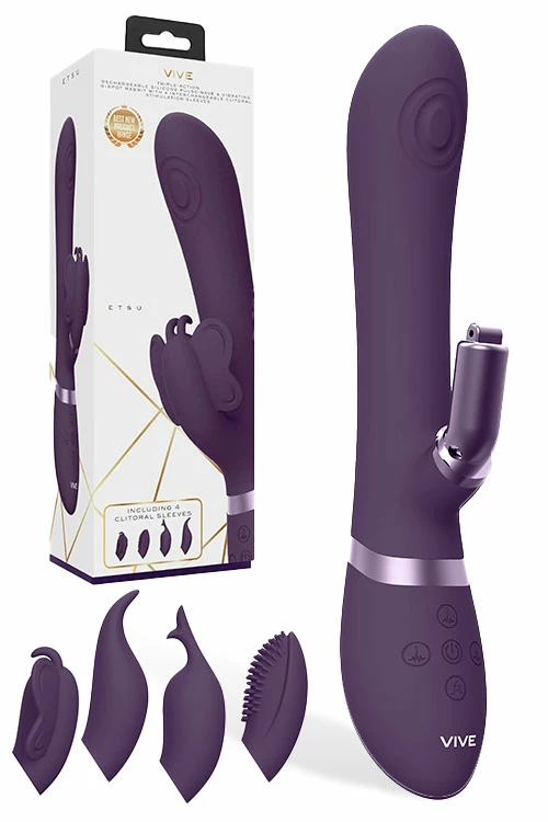 Shots Toys 8.8" Etsu Thumping & Vibrating Rabbit with Interchangeable Clitoral Sleeves 1 Shots Toys 8.8" Etsu Thumping & Vibrating Rabbit with Interchangeable Clitoral Sleeves