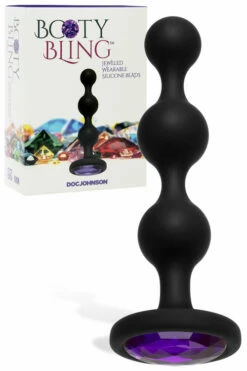 Doc Johnson 4" Wearable Silicone Anal Beads with Crystal Base