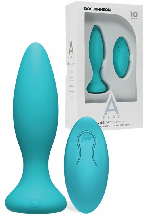 Doc Johnson A-Play Beginner 4.75" Vibrating Butt Plug With Remote 1 Doc Johnson A-Play Beginner 4.75" Vibrating Butt Plug With Remote