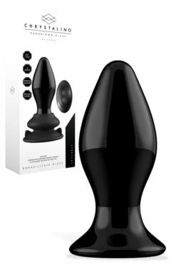 Shots Stretchy - 4.13" Handblown Glass Vibrating Anal Plug - With Suction Cup & Remote Control