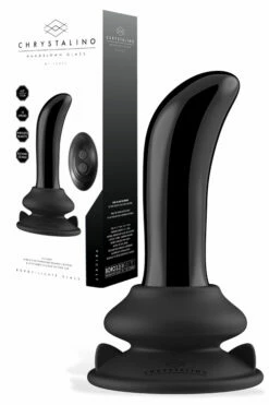 Shots Prickly - 4.33" Handblown Glass Vibrating Anal Plug With Suction Cup and Remote Control