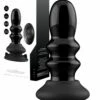 Shots Ribbly - 4.33" Handblown Glass Vibrating Anal Plug with Suction Cup & Remote Control