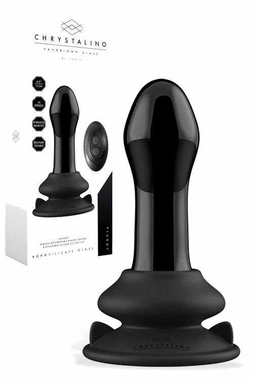 Shots Pluggy - 4.13" Handblown Glass Vibrating Anal Plug With Suction Cup & Remote Control 1 Shots Pluggy - 4.13" Handblown Glass Vibrating Anal Plug With Suction Cup & Remote Control