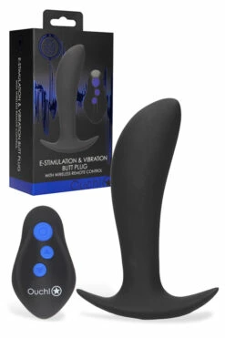 Shots Toys 4.8" Vibrating Electro-Stimulation Butt Plug with Remote