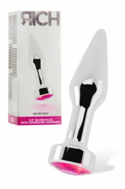 Shots Toys 4" Silver Anal Plug with Sapphire Detail