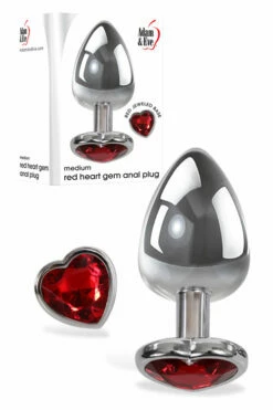 Adam and Eve Medium 3.25" Metal Butt Plug with Jewel Heart Base