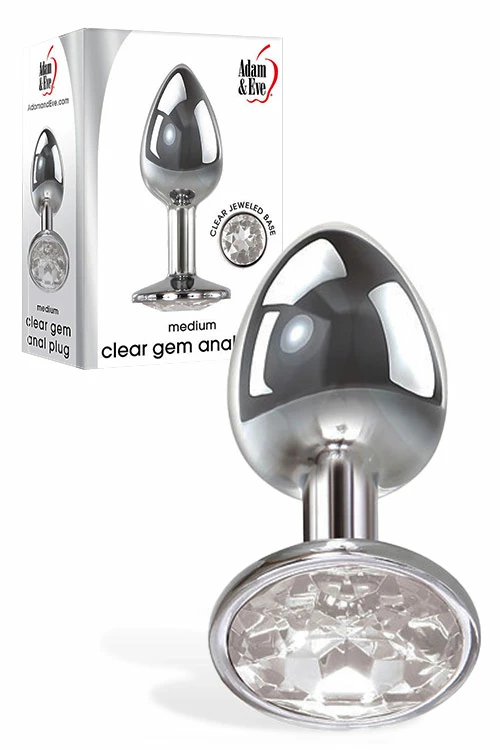 Adam and Eve 3.25" Butt Plug with Clear Gem Base 1 Adam and Eve 3.25" Butt Plug with Clear Gem Base