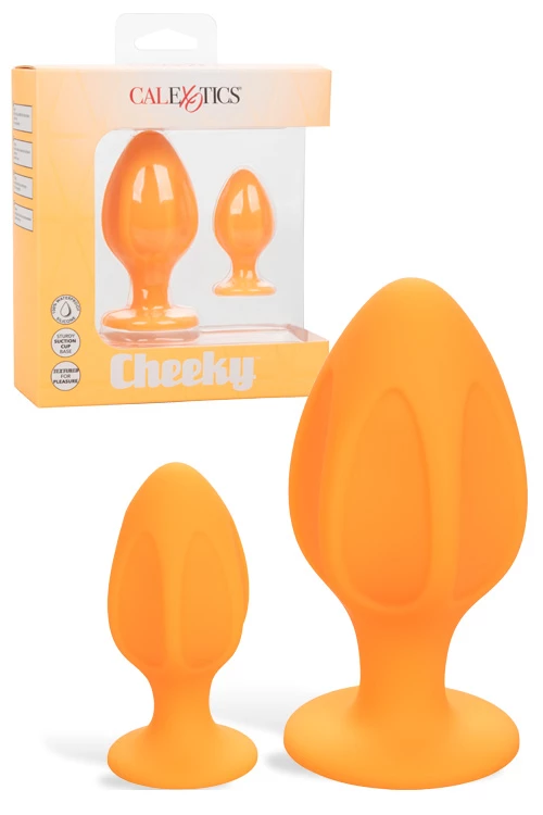 California Exotic Cheeky Orange Silicone Butt Plug Set (2 Pce) 1 California Exotic Cheeky Orange Silicone Butt Plug Set (2 Pce)