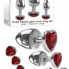Adam and Eve Metal Butt Plug Set with Red Heart-Shaped Gem Base (3 Pce)