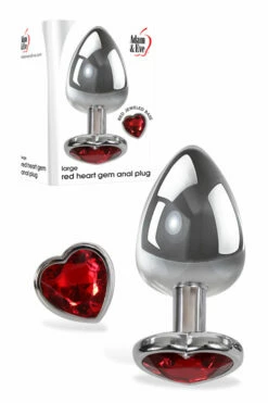 Adam and Eve Large 3.73" Metal Butt Plug with Jewel Heart Base