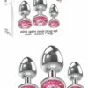 Adam and Eve Metal Butt Plug Set with Pink Gem Base (3 Pce)