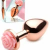 Booty Sparks Rose Gold Butt Plug with Pink Flower - Medium