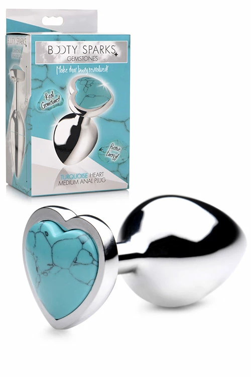 Booty Sparks Gemstones Turquoise Heart Anal Plug 1 Booty Sparks Gemstones Turquoise Heart Anal Plug