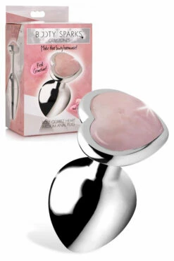 Booty Sparks Genuine Rose Quartz Heart-Shaped Butt Plug