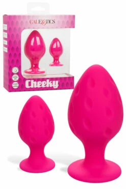 California Exotic Cheeky Pink Silicone Butt Plug Set (2 Pce)