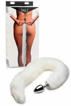 Tailz 3.25" Metal Anal Plug with Extra-Long Arctic Mink Tail