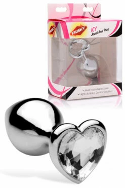 Frisky 3" Metal Butt Plug with Heart-Shaped Jewel Base