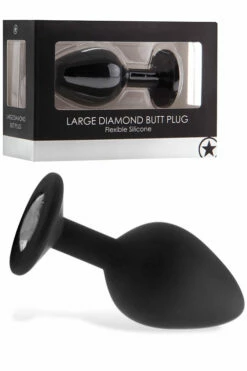 OUCH! 3” Jewelled Silicone Butt Plug with Flexible Neck