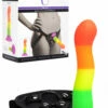 Strap U Pride Rainbow Silicone Dildo with Harness & Vibrating Bullet