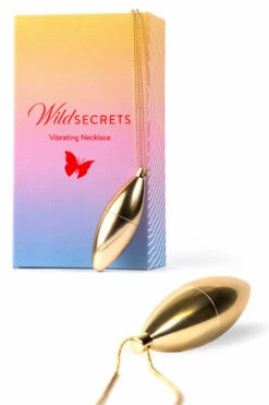 Wild Secrets Polished Gold Metal Vibrator Necklace