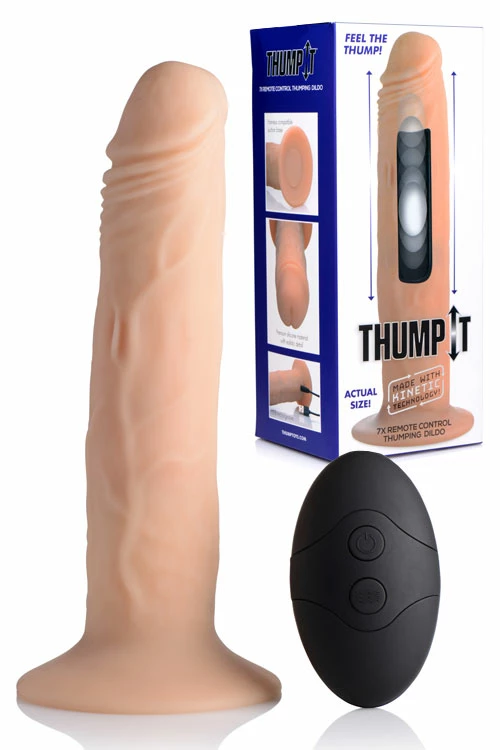 Thump-It Thumping 7.25" Silicone Dildo With Remote 1 Thump-It Thumping 7.25" Silicone Dildo With Remote
