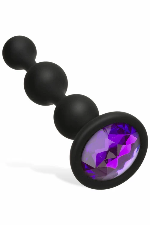 Doc Johnson 4" Wearable Silicone Anal Beads with Crystal Base 2 Doc Johnson 4" Wearable Silicone Anal Beads with Crystal Base - Image 2