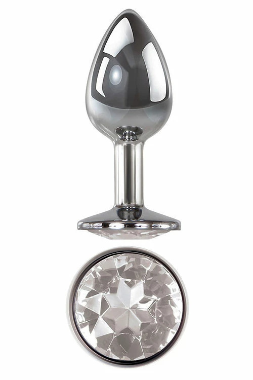 Adam and Eve 2.8" Butt Plug with Clear Gem Base 2 Adam and Eve 2.8" Butt Plug with Clear Gem Base - Image 2