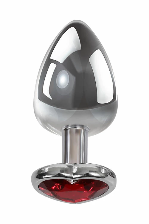 Adam and Eve Large 3.73" Metal Butt Plug with Jewel Heart Base 2 Adam and Eve Large 3.73" Metal Butt Plug with Jewel Heart Base - Image 2