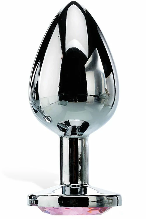 Adam and Eve 3.7" Metal Butt Plug With Faux Jewel Base 2 Adam and Eve 3.7" Metal Butt Plug With Faux Jewel Base - Image 2