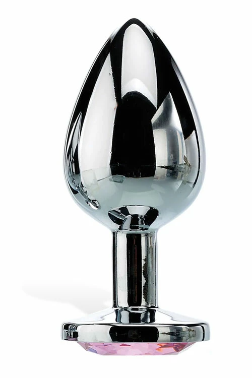 Adam and Eve 3.25" Metal Butt Plug With Faux Jewel Base 2 Adam and Eve 3.25" Metal Butt Plug With Faux Jewel Base - Image 2