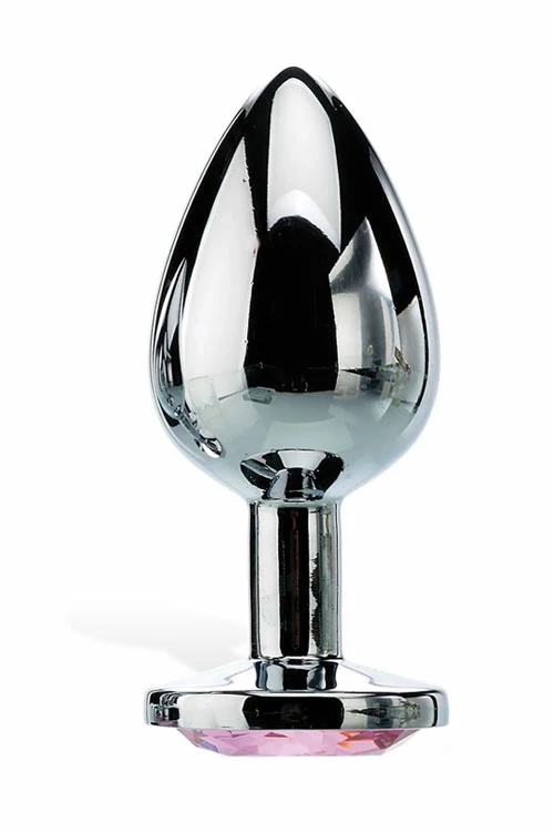 Adam and Eve 2.8" Metal Butt Plug With Faux Jewel Base 2 Adam and Eve 2.8" Metal Butt Plug With Faux Jewel Base - Image 2