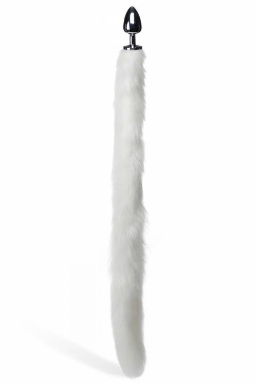 Tailz 3.25" Metal Anal Plug with Extra-Long Arctic Mink Tail 2 Tailz 3.25" Metal Anal Plug with Extra-Long Arctic Mink Tail - Image 2