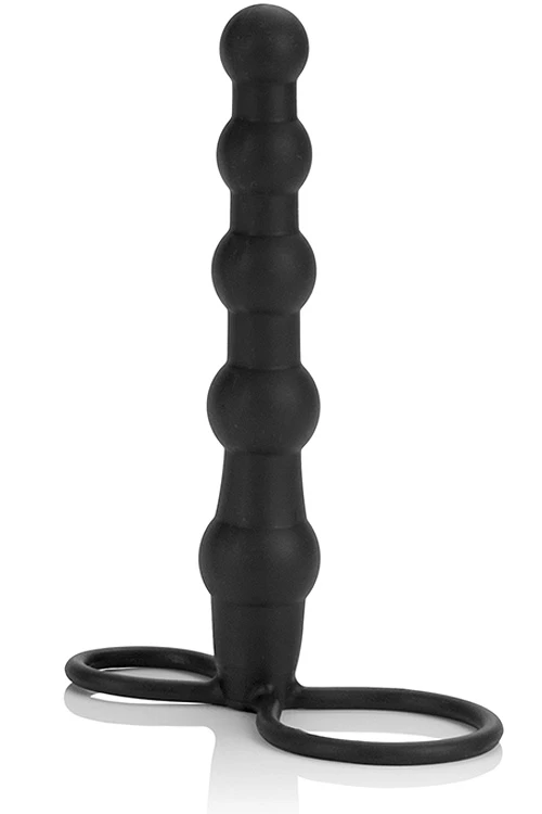 California Exotic 5.75β Double Cock Ring with Beaded Probe 2 California Exotic 5.75β Double Cock Ring with Beaded Probe - Image 2