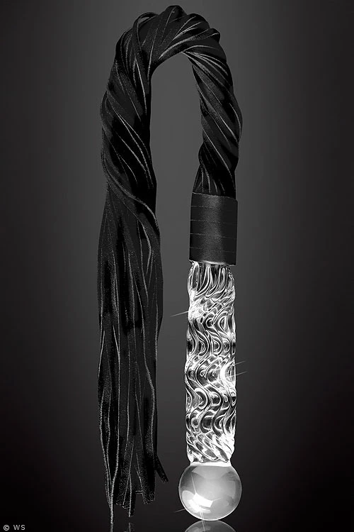 Pipedream Flogger with 6.75" Glass Dildo Handle 2 Pipedream Flogger with 6.75" Glass Dildo Handle - Image 2