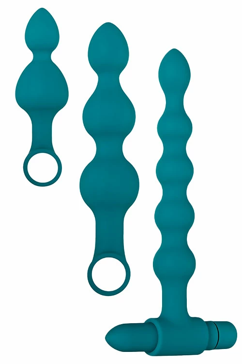 Adam and Eve Vibrating Bumpy Anal Bead Set (4 Pce) 3 Adam and Eve Vibrating Bumpy Anal Bead Set (4 Pce) - Image 3