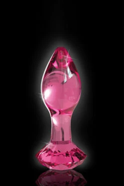 Pipedream 3.6" Icicles Pink Glass Butt Plug with Round Cut Base -Women's Sex Toys Shop large 3 535